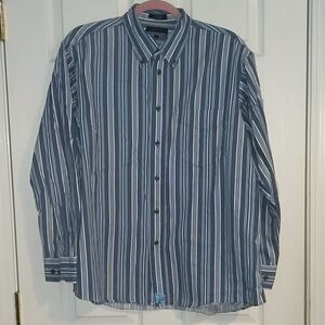 Chereskin blue white striped dress shirt Sz  L
